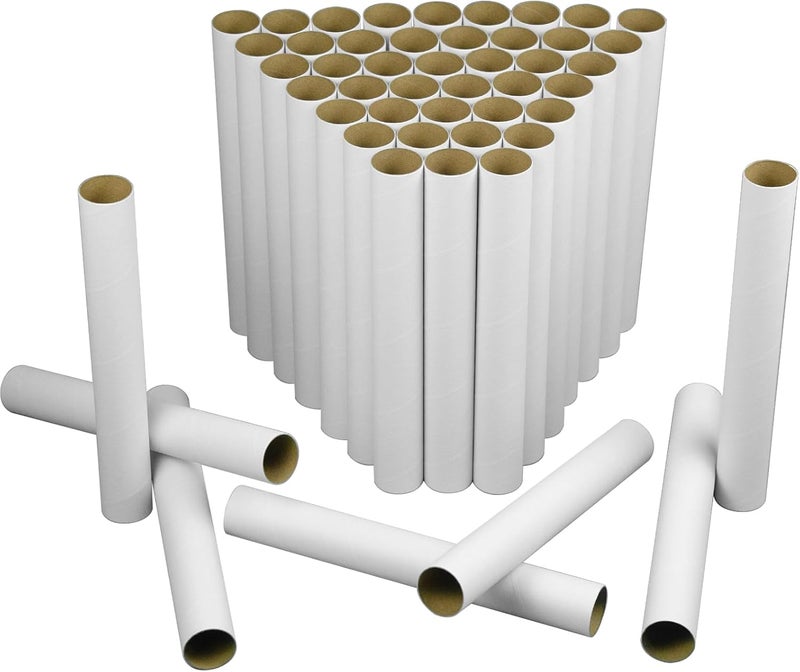 HESESOH 50 Pack Cardboard Tubes for Crafts - 1.57 x 11.81 Inches - White Toilet Paper Empty Rolls Round Thick Tubes Sturdy for Classroom Family Handmade DIY Projects - Image 1